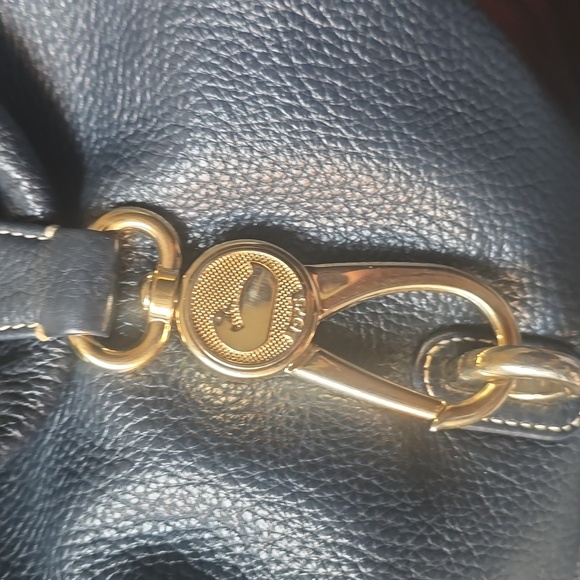 Dooney & Bourke Dark Navy Hobo Bag with Gold Hardware Pink Interior - Picture 7 of 12